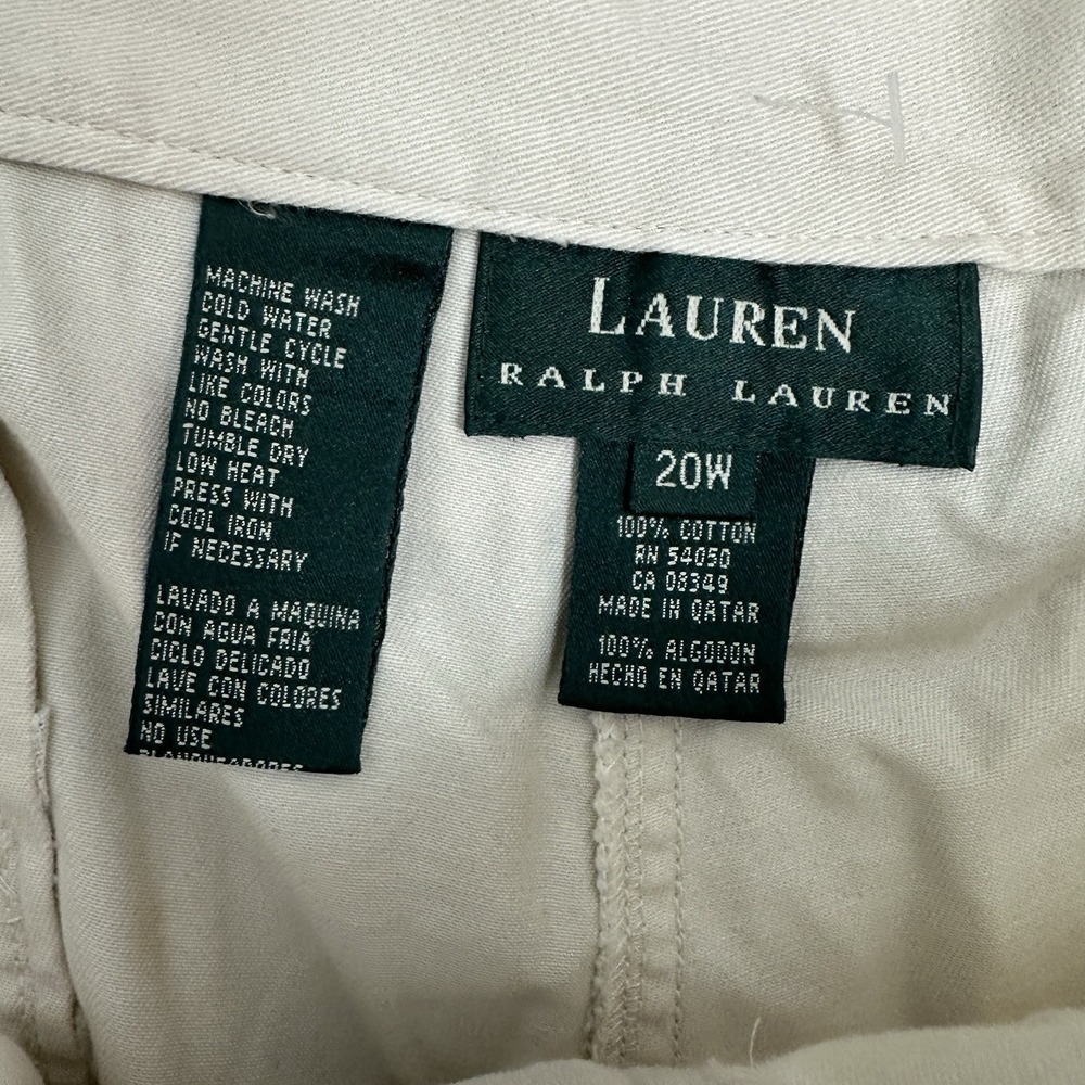 NWT Lauren Ralph Lauren Beige Khaki High Waist Cropped Chino Pants Size 20W - Picture 2 of 9